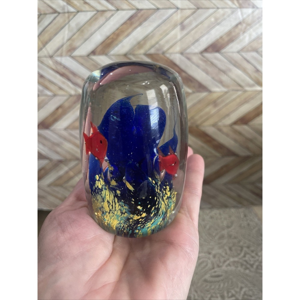 Vintage Blown Art Glass Fish Aquarium Style Paperweight